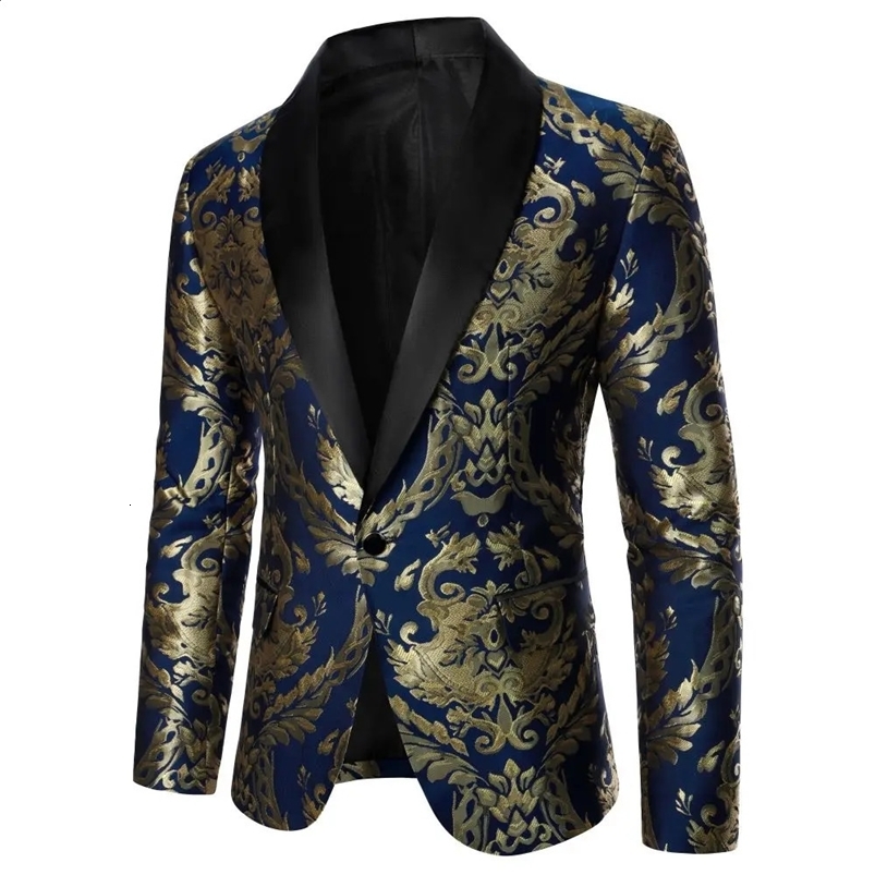 Mens Coat Textured Embroidery Mens Blazer Business Banquet Casual Street Style Stage Performance Mens Wear Jacket 240914
