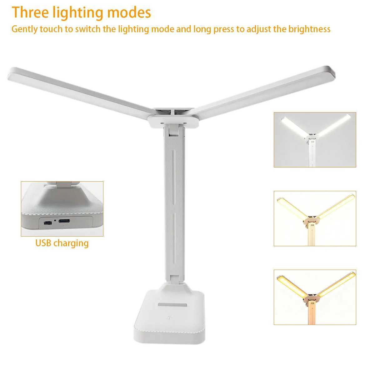LED desk lamp 3 Levels Dimmable Touch Night Light USB Rechargeable Eye Protection Foldable Table Lamp For Bedroom Bedside Readi C251115