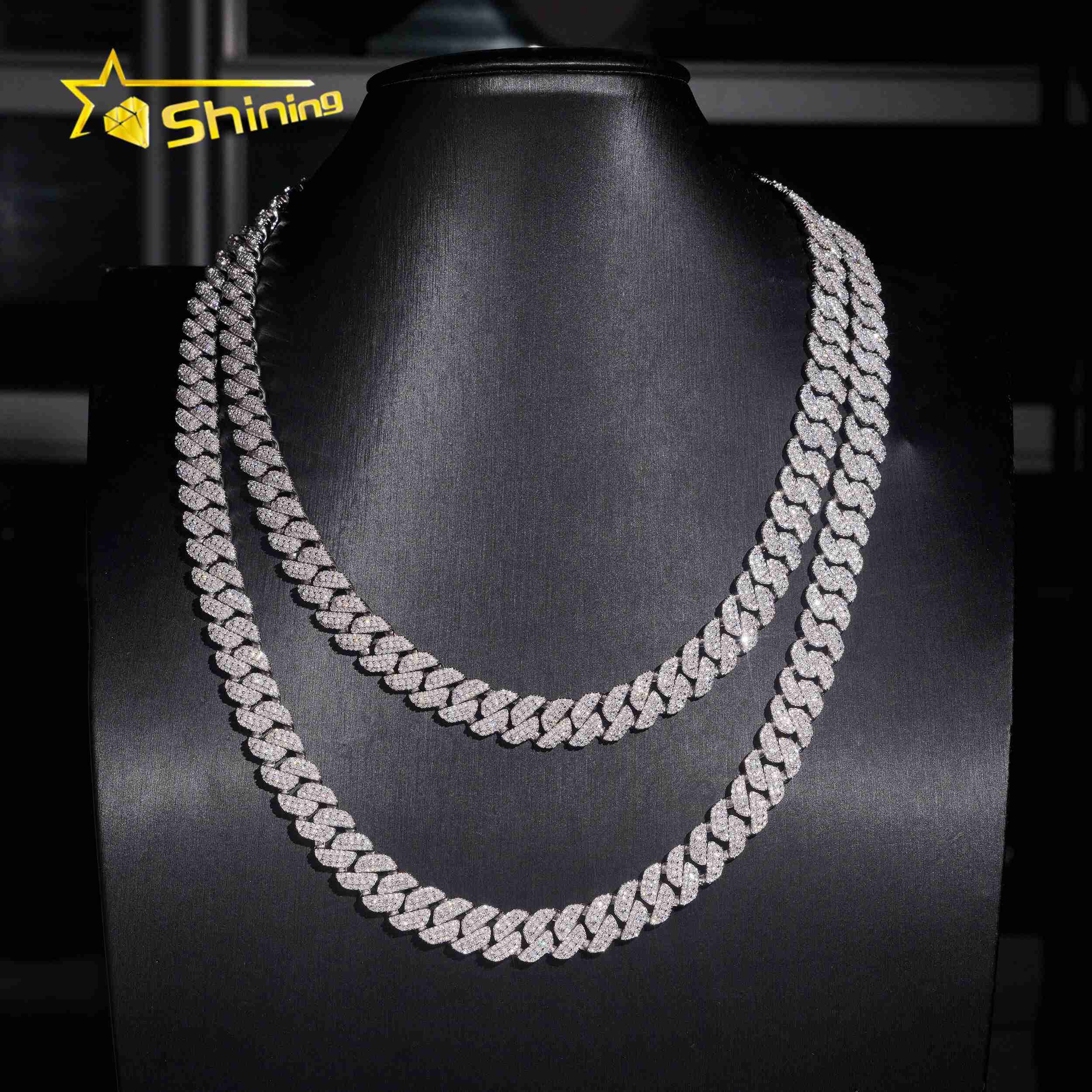 Hot Sale 925 Sterling Silver 10mm Iced Out Popular High Quality Hip Hop Moissanite Cuban Link Chain