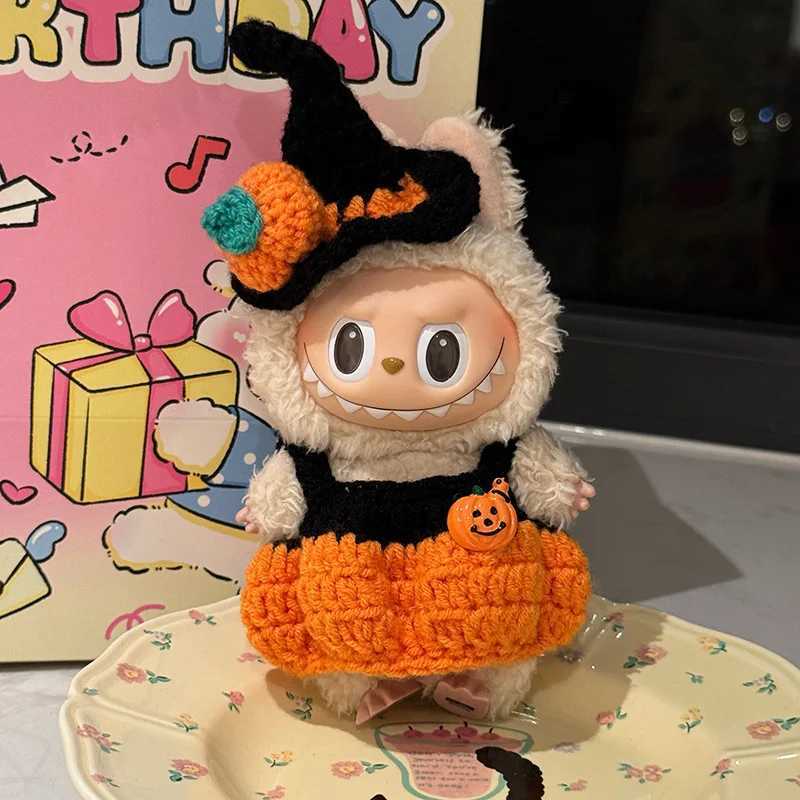 For Labubu Clothes Handwoven Halloween Doll Dress Game Doll Clothes Pumpkin Hat Vinyl Doll Collar Accessories C250924