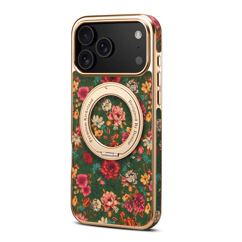 Phone Case Denior Flower Language Gear Electroplated Magnetic Leather Stand For Apple Iphone 17 Pro Max Air
