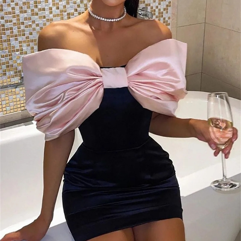 Womens Sweet Satin Elegant Backless Bow Tight Evening Dress Solid Color Casual Dress 241125