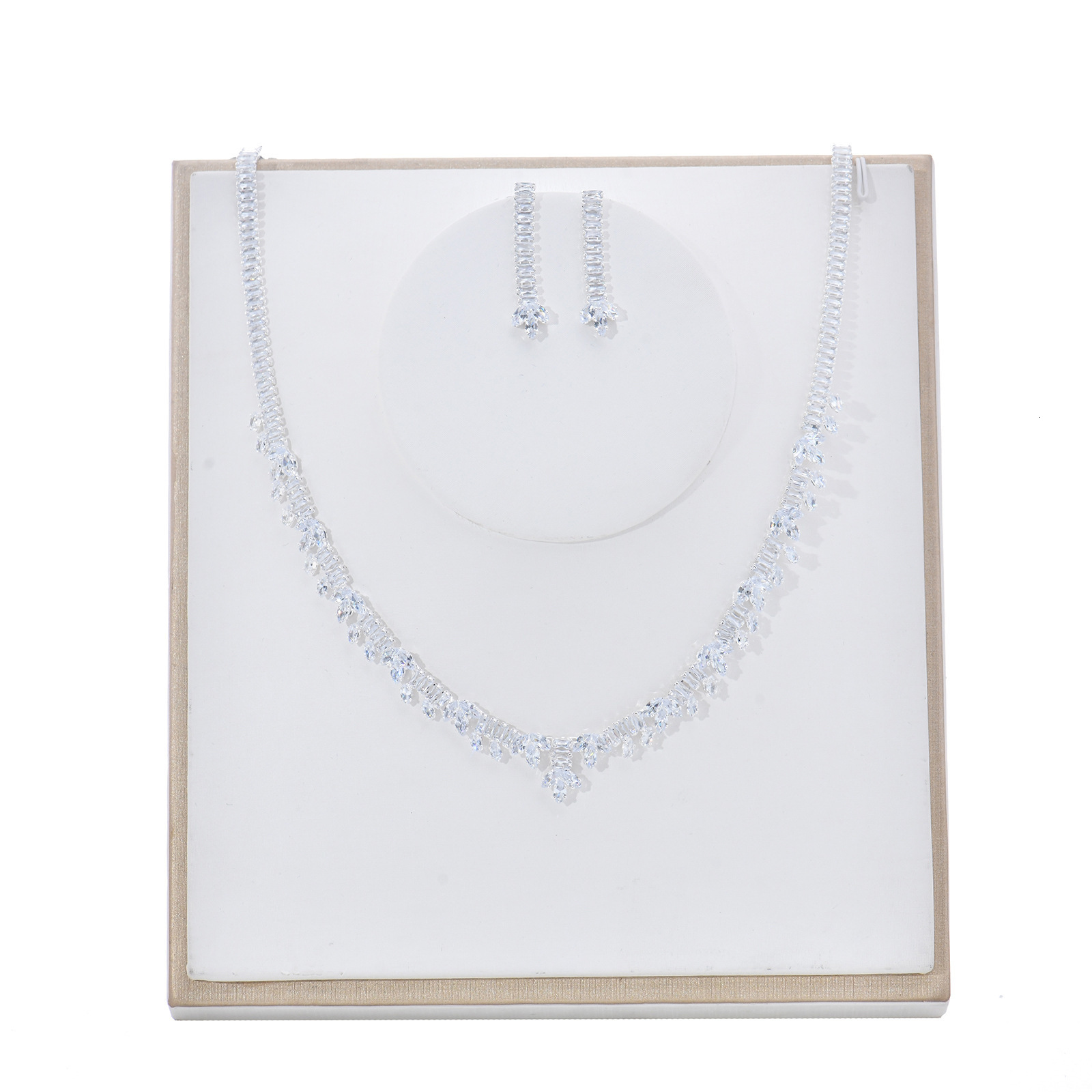 HIBRIDE Simple Water Drop Crystal Cubic Zirconia Necklace Earrings Set 4PCS Jewelry For Women African Beads Jewelry Set N-297 250417