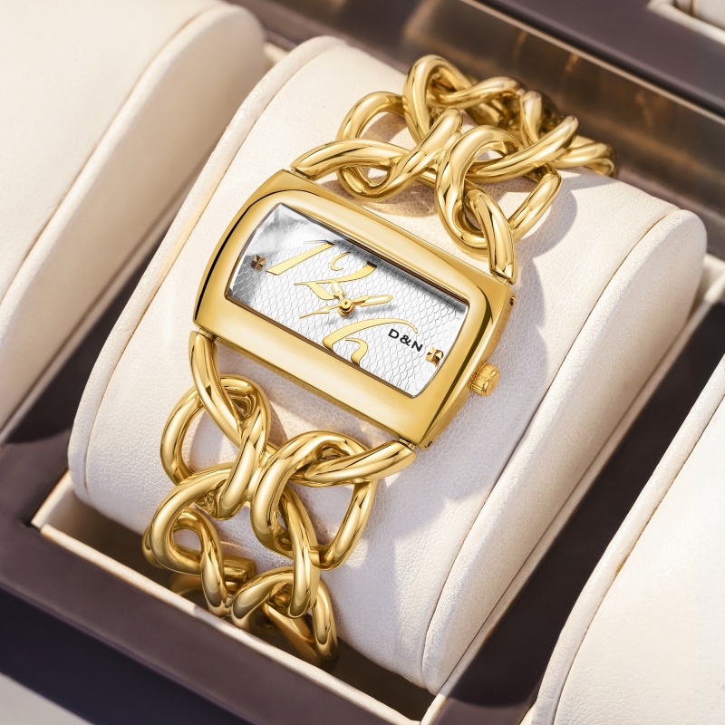 Luxury Vintage Women's Gold Quartz Wristwatch - Fashion Designer Timepiece for Parties & Daily Wear