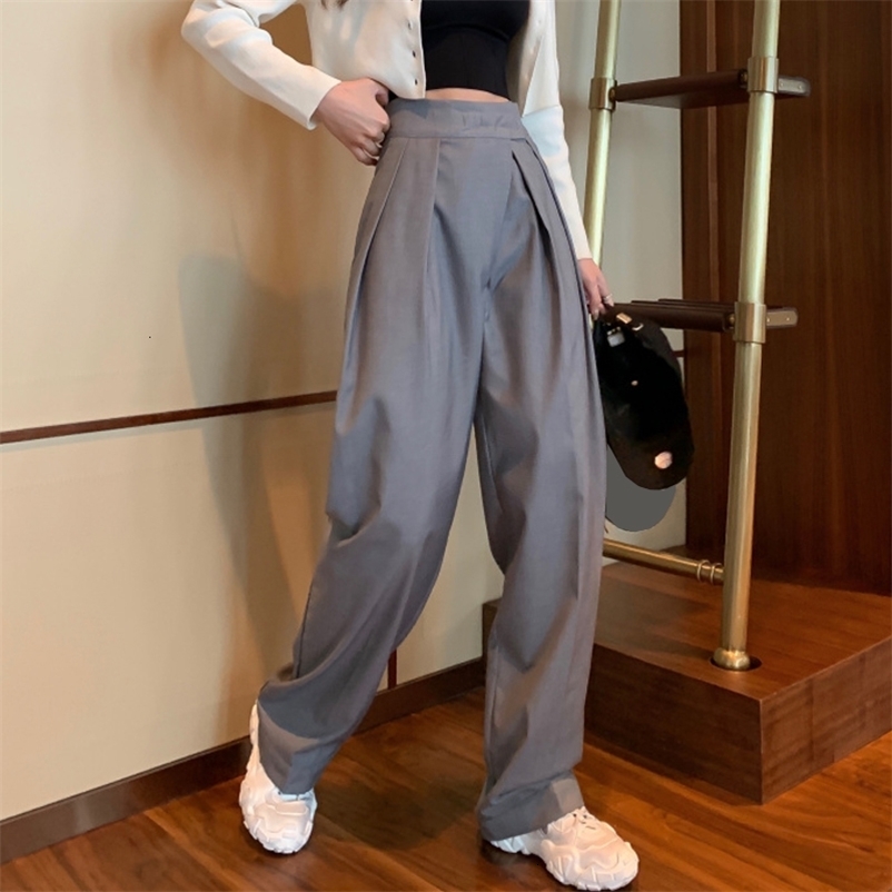 Women's Pants Capris High waist sagging casual pants female Korean version of loose wide legs were thin and versatile straight 230321