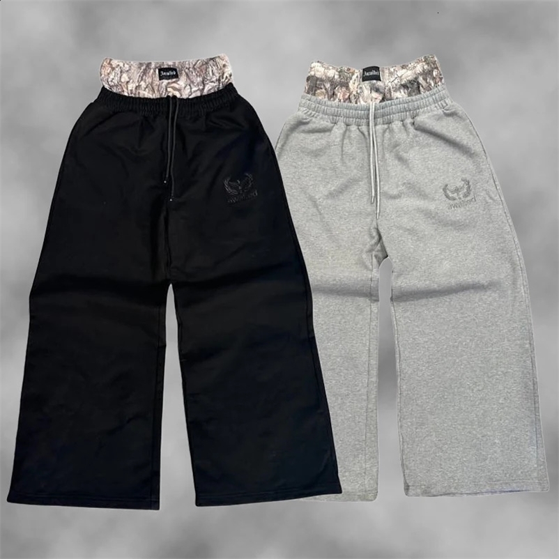 Y2K Trend Sweatpants Camouflage Embroidered Pattern Streetwear Men Women Clothing Retro Camo Baggy Pants Unisex Wide Leg Pants 250214