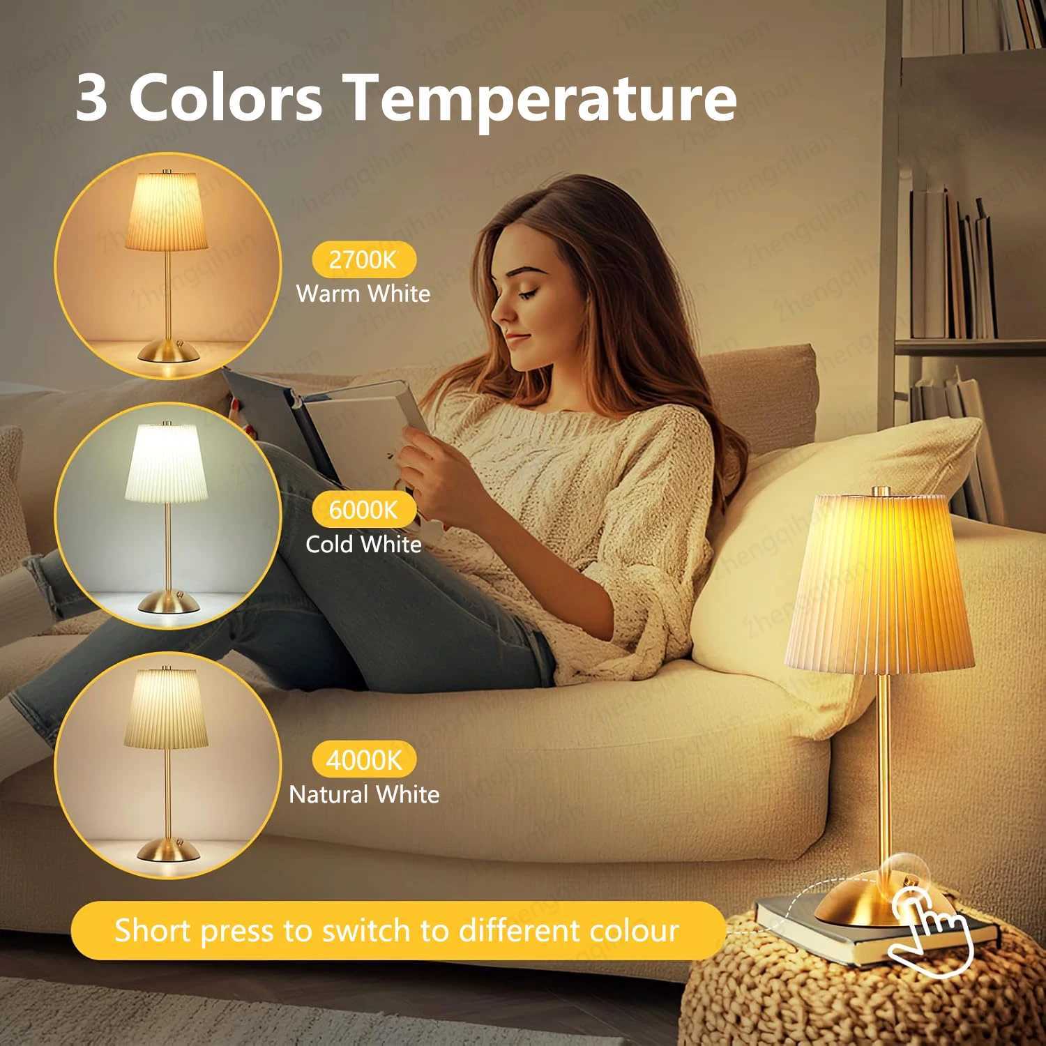 LED Table Lamp Touch Sensor Rechargeable Desktop Night Light Wireless Reading Lamp For Restaurant Hotel Bar Bedroom Decor Light C251115