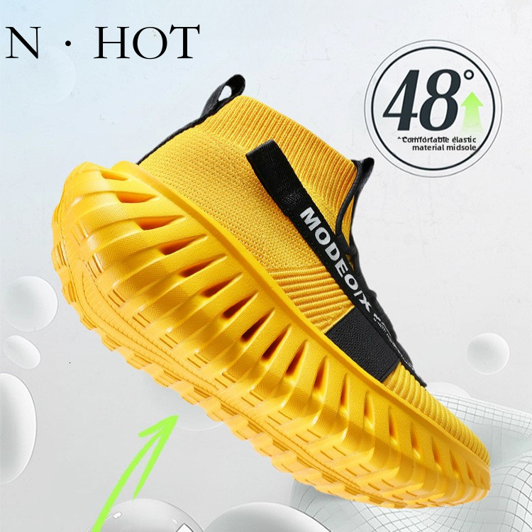 NHOT Designer Luxury Fashion Men's Knife Edge Shock-absorbing Fly Woven Running Shoes Casual High Top Coconut Shoes Trendy And Versatile Outdoor 