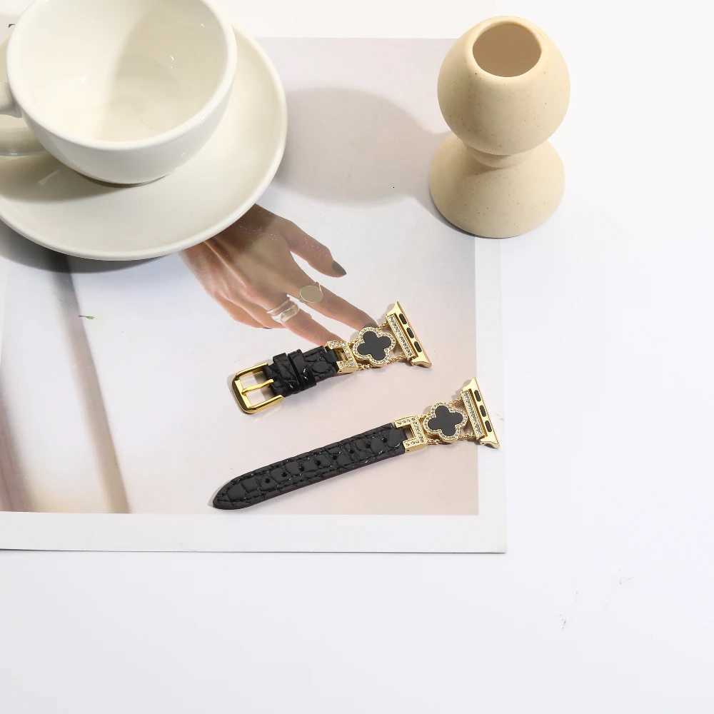 Fourleaf Clover Crocodile Leather Strap Compatible with Watch 3849mm for IWatch Series Ultra SE 19 Z250924