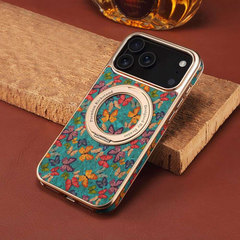 Phone Case Denior Flower Language Gear Electroplated Magnetic Leather Stand For Apple Iphone 17 Pro Max Air