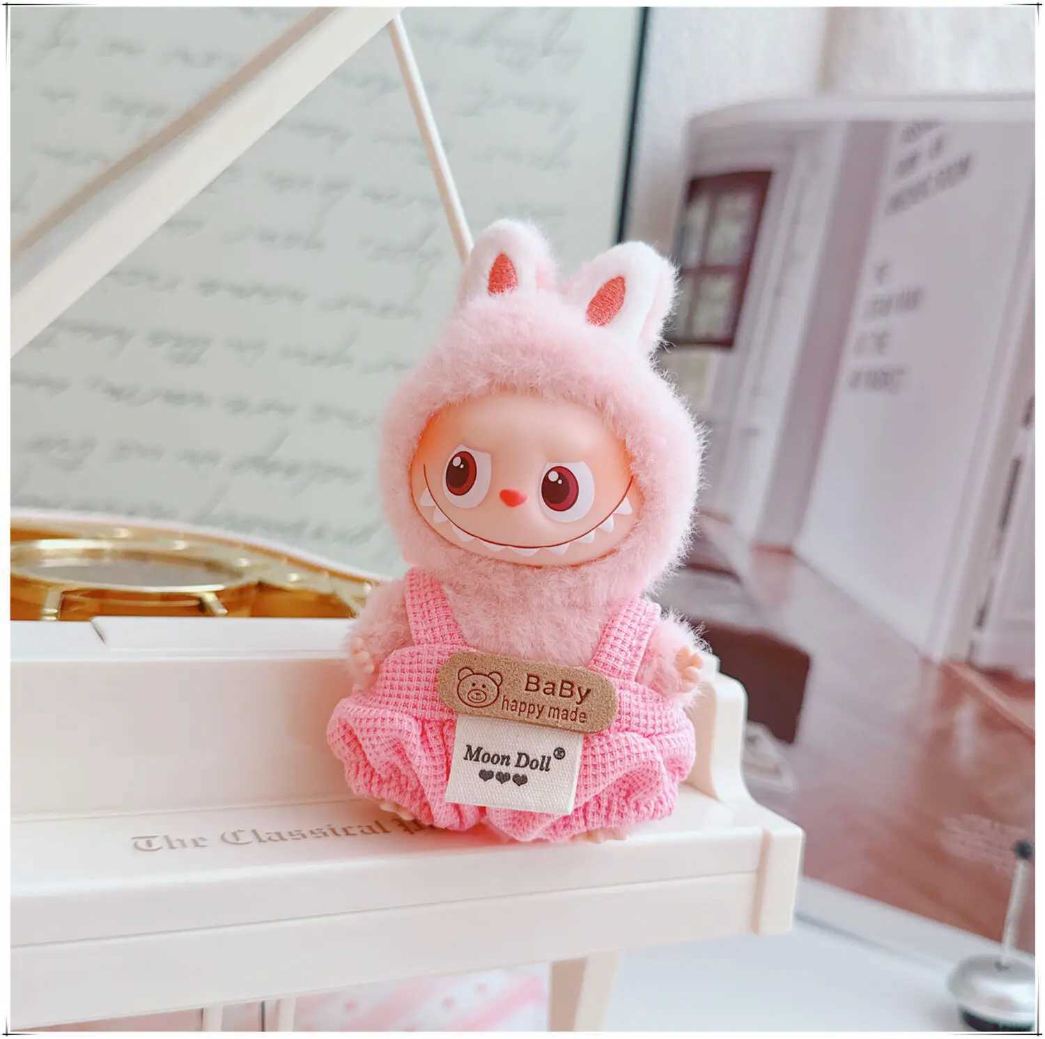 10cm Mini Labubu 40 Doll Clothes 4thGen Labubu Baby Happy Made Bib Pants for Mini Labubu C250924