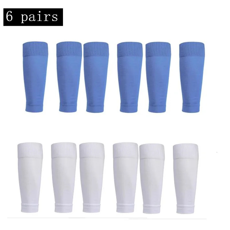 6 pairs Football Socks Shin Pads Leg Cover Men Women Grip Cutsocks w250815