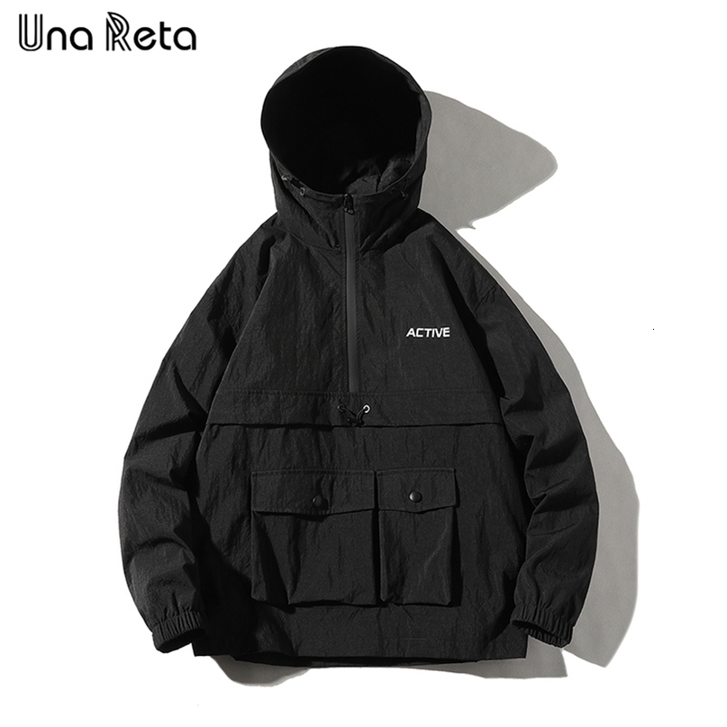 Una Reta Hip Hop Jacket Coat Mens Hooded Windbreaker Jacket Autumn New Casual Harajuku Loose Hoodie Jacket Coats Streetwear Man T200107