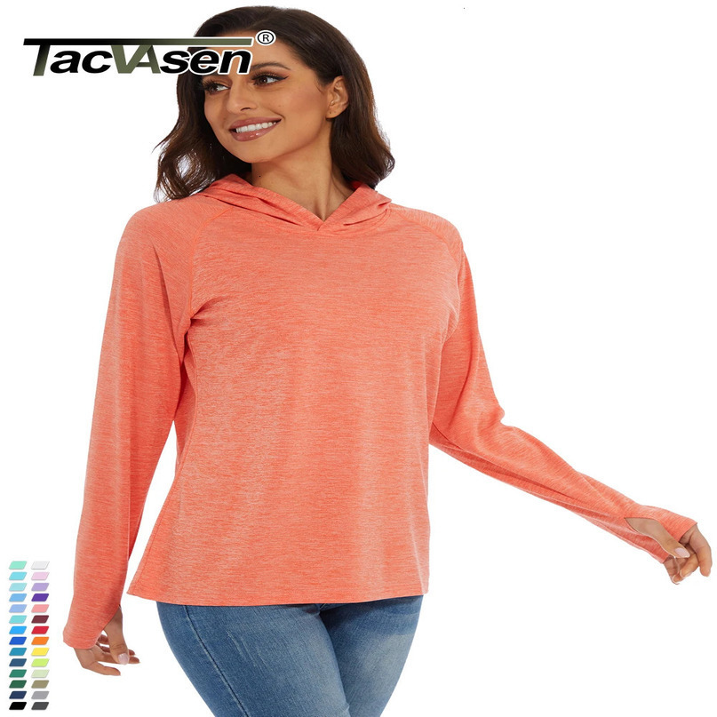 TACVASEN UPF50 Long Sleeve Hoodie Tshirts Womens SunUV Protection Outdoor Sports Pullover Casual Hooded Gym Fitness T shirts 240318