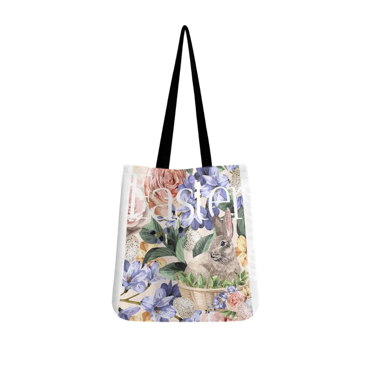 DHgatepod Versatile Canvas Tote Bag - Large Capacity with Black Straps, Eco-Friendly Shopping & Commute Bag with Quality Print