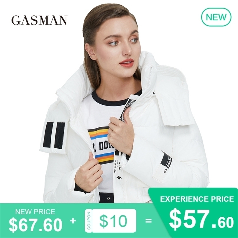 GASMAN White warm fashion long down parka Women's winter jacket outwear women coat Female clothes hooded zipper jacket new 379 201019