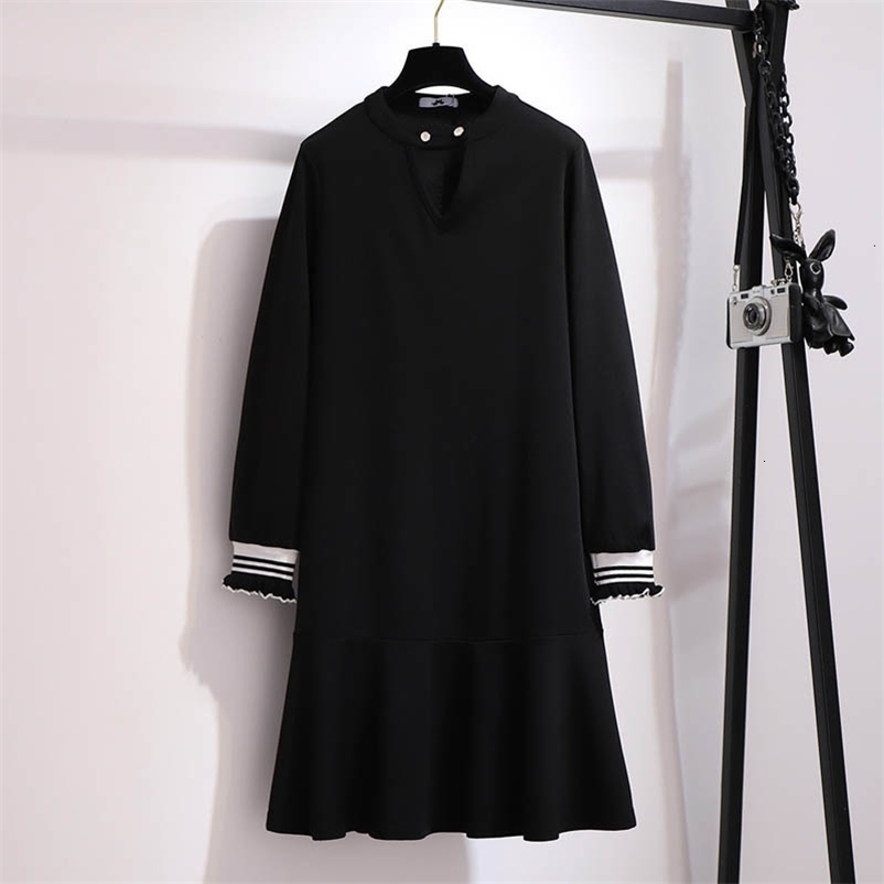 Casual Dresses 150Kg Plus Size Women's Spring Autumn Long Sleeve Temperament Dress Bust 149cm 5XL 6XL 7XL 8XL 9XL Loose Casual O-Neck Dress 23031