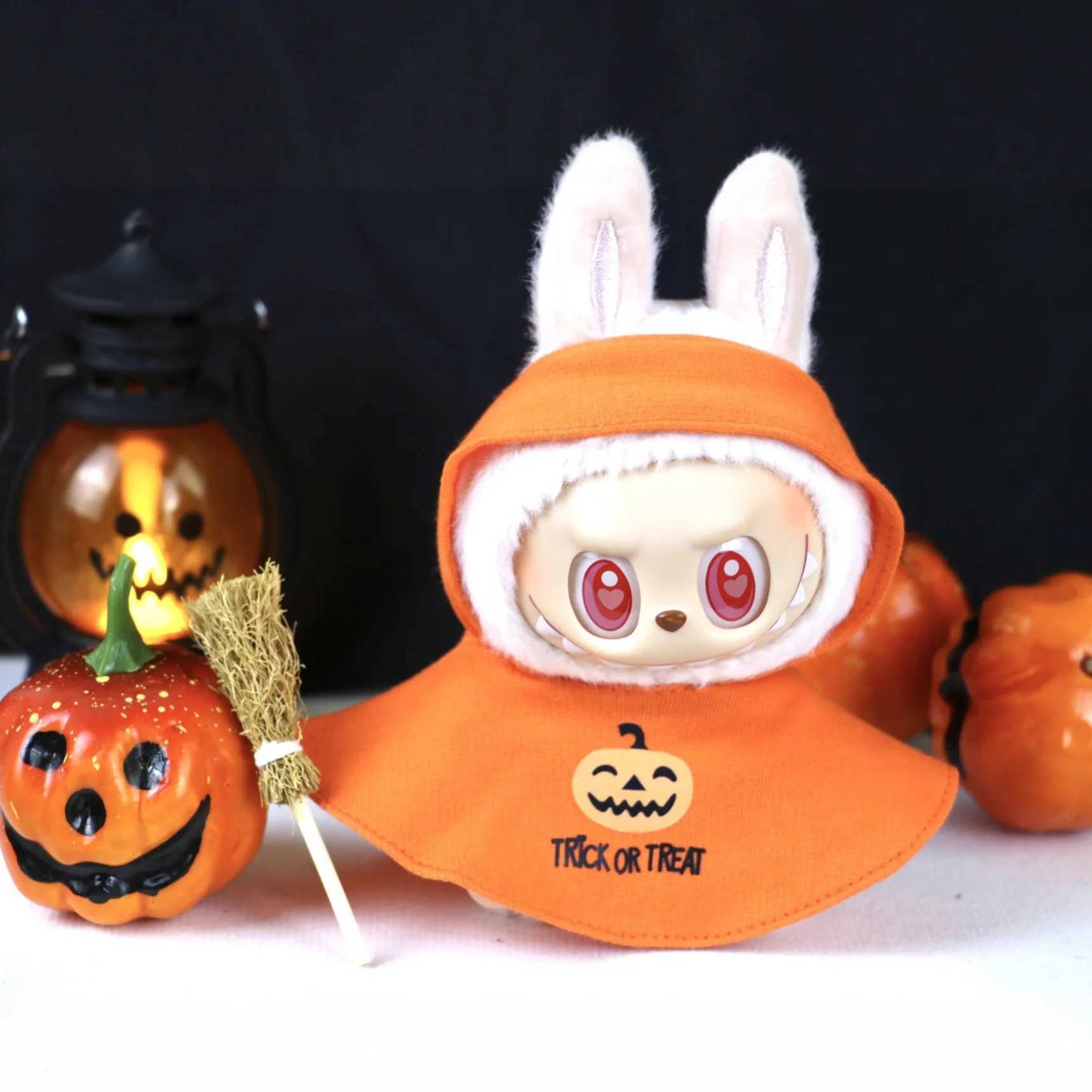For Doll Cloth 17cm Halloween Evil Cloak Magic Academy Prop Broom Pumpkin Clothes Labubu Doll Pendant Costume Christmas Clothes C250924