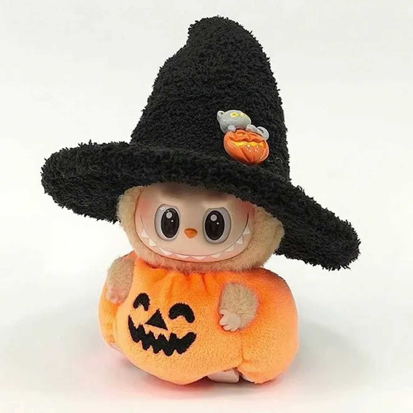 Plush Halloween Pumpkin Costume for 17cm Labubu Doll Accessories Pumpkin Style Dress Set Fashion Clothes Outfit for Labubu Gift C250924