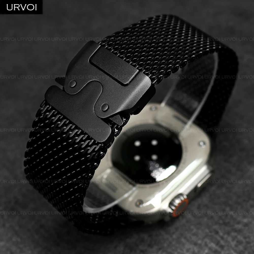 URVOI Band for Watch Ultra 3 2 Series 11 10 9 8 SE stainless steel mesh strap for iWatch secure parachute buckle 46 49mm Z250924