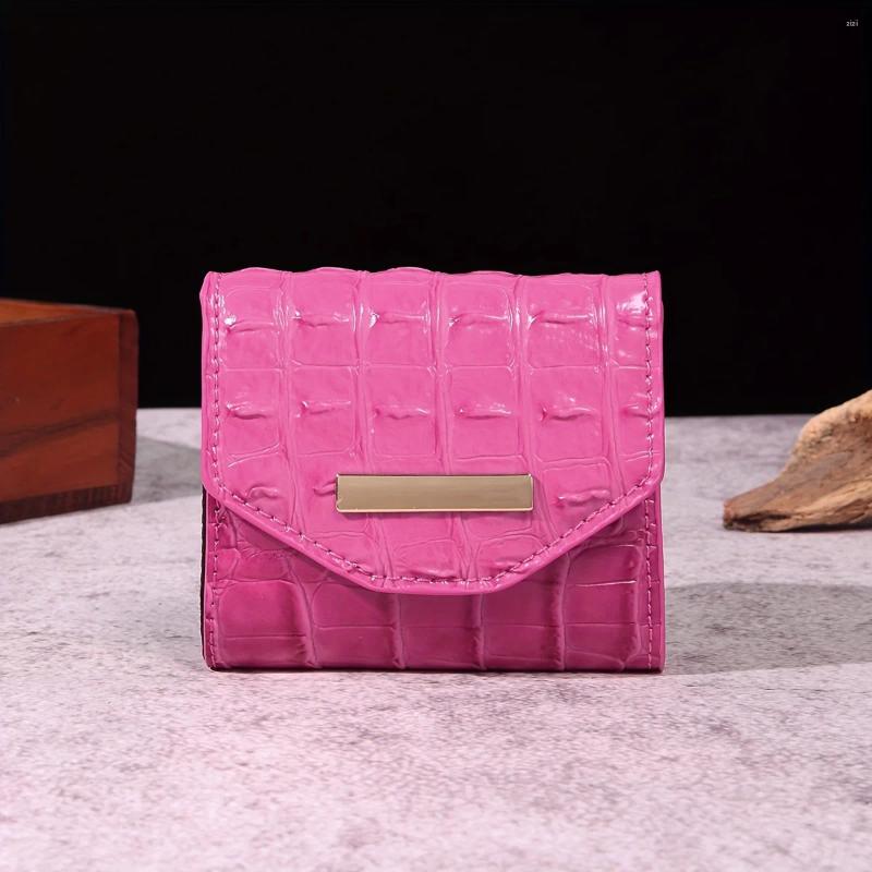 Card Holders Solid Color Crocodile Pattern Coin Purse Classic Clutch Holder Women's Textured Trifold Wallet