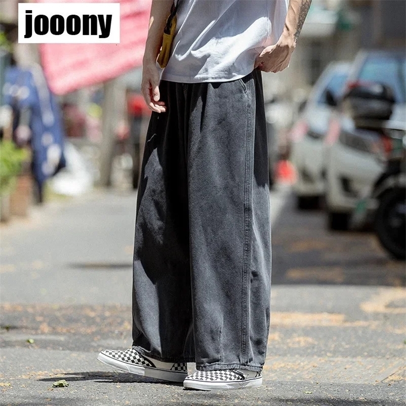 Mens Jeans Hip Hop Streetwear Skateboard Neutral Denim Trousers Men Jeans Wide Leg Denim Cargo Jean Pants Loose Straight Baggy 240429