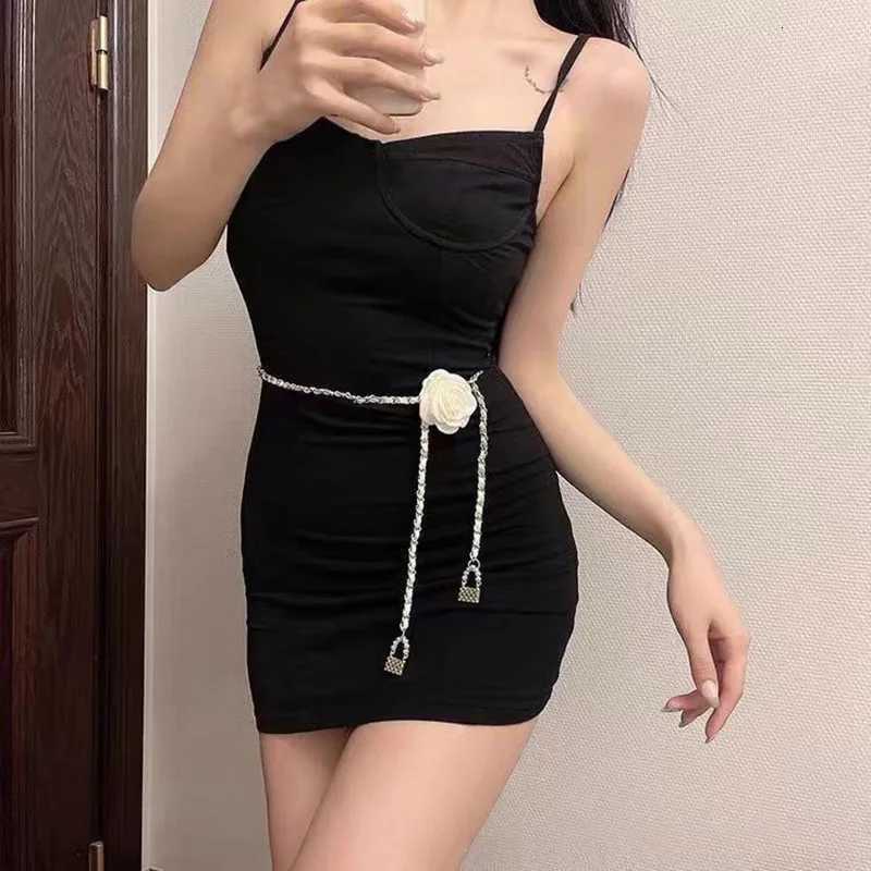 Fashion RICYGVM Camellia Flower Waist Chain For Women Thin Belt Sexy Metal Waistband Leather For Clothes Dress Decorative Girdles Straps16 D250924