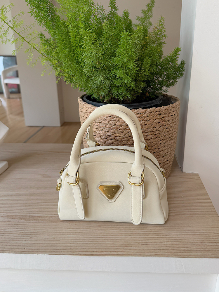 2025 Korean Style Bowling Bag Women Retro Colorblock Patchwork Shoulder Crossbody Fashion Purse 250806