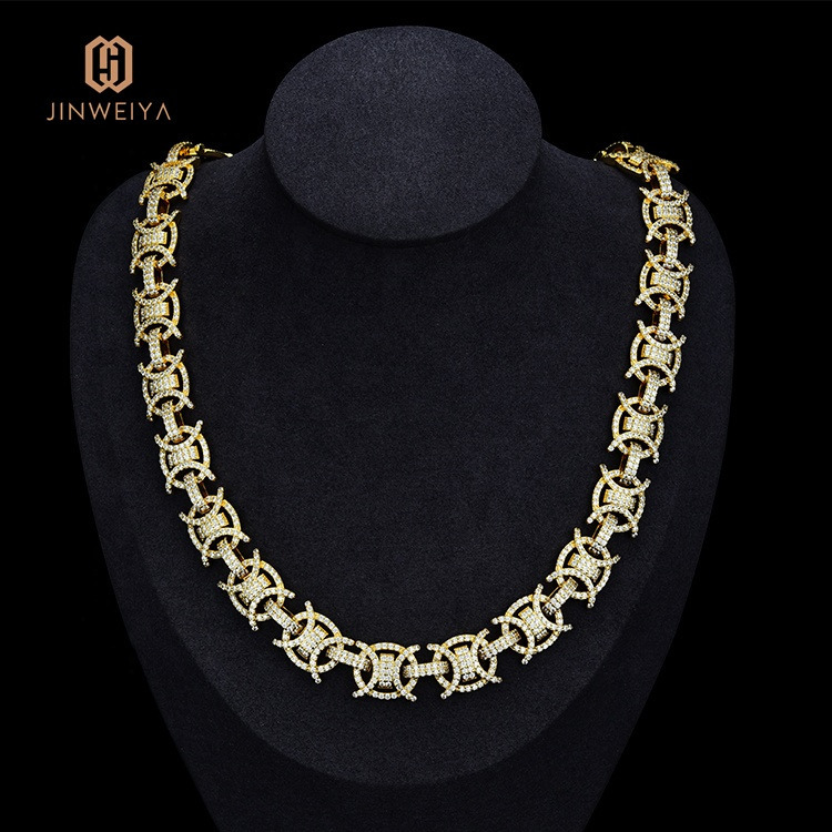 JWY High Quality Fashion Gold and Silver Plated Brass Hiphop Jewelry Cuban Link Chain Necklace for Men