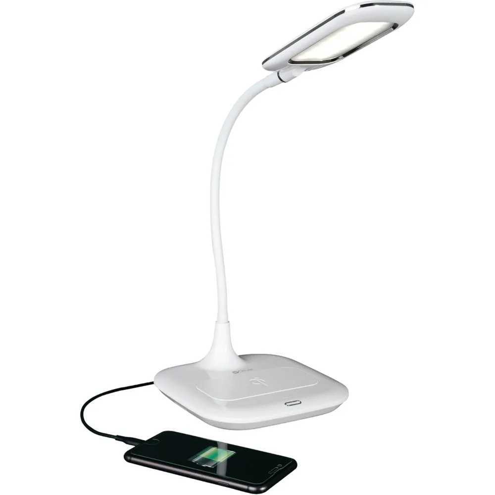 LED Desk Lamp with Wireless Charging Designed to Reduce Eyestrain Adjustable Flexible Neck 3 Color Modes Touch C251115