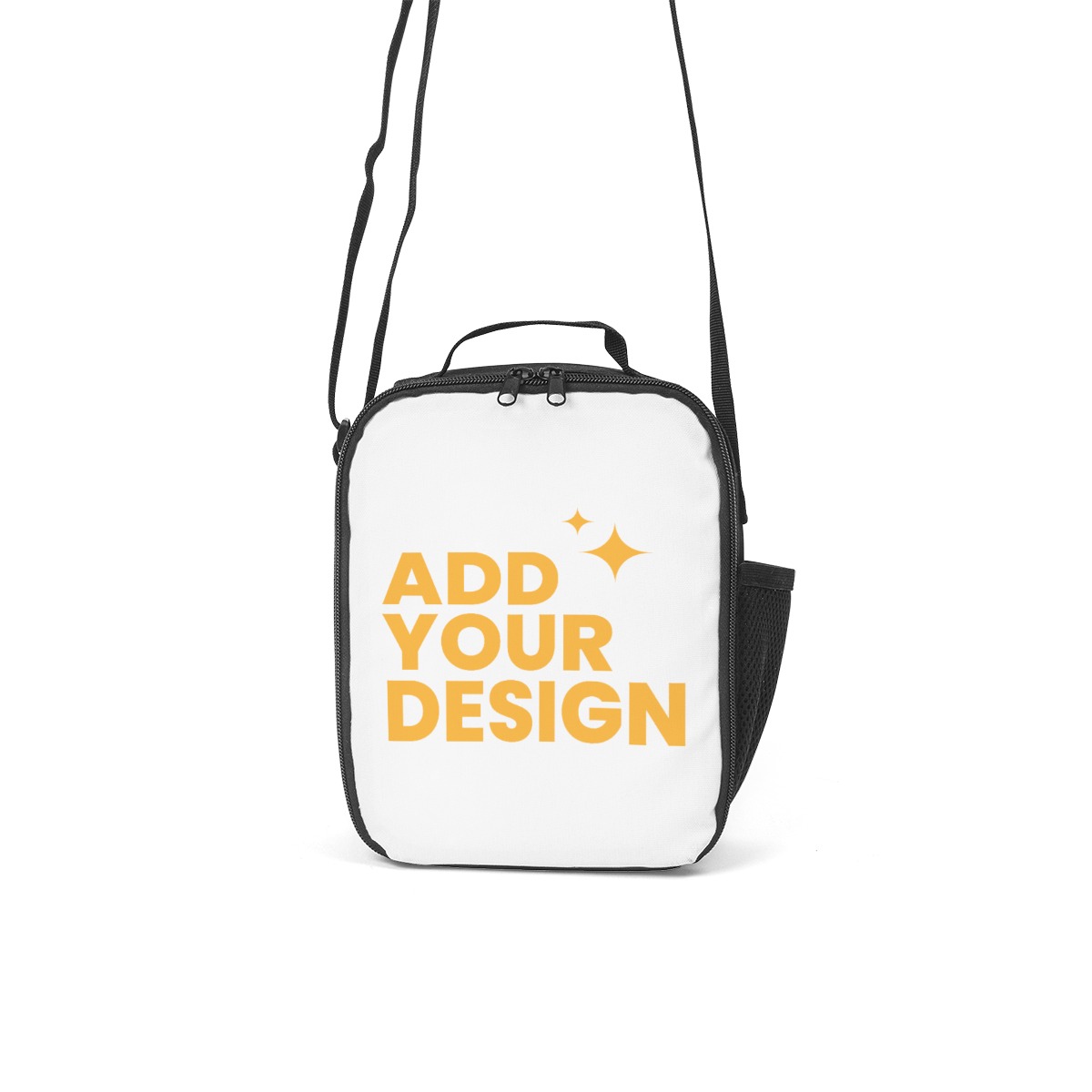 DHgatepod Square Lunch Box Bag with Adjustable Strap - Large Capacity Tote with Inner Tie Belt, Side Mesh Pocket & Zipper Closure