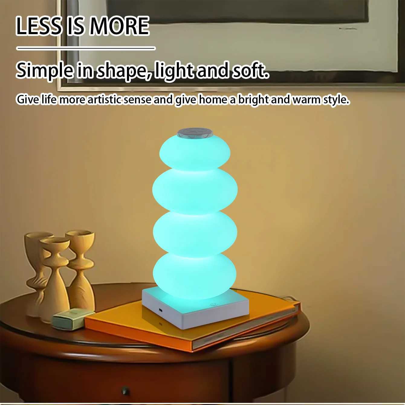 Magic Cube RGB Touch Night Light Rechargeable GourdShaped String Table Lamp Portable Indoor Decor Ambient Lighting For Bedroom C251115