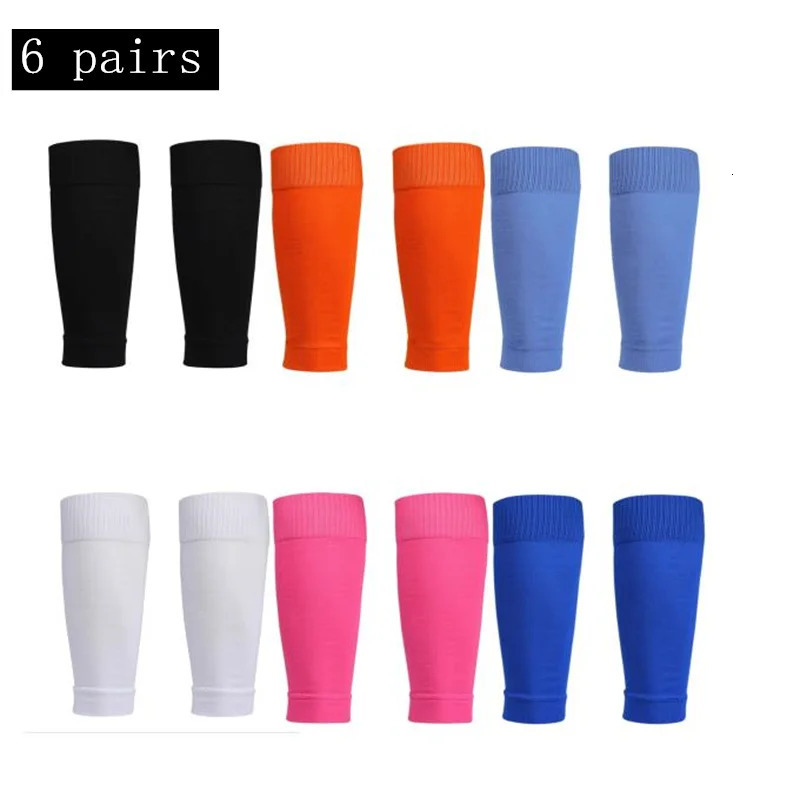 6 pairs Football Socks Shin Pads Leg Cover Men Women Grip Cutsocks w250815