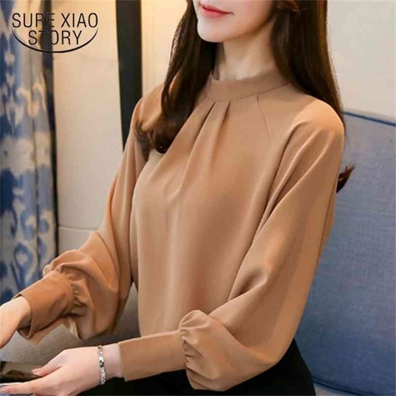 Fashion womens tops and blouses plus size office chiffon shirt long sleeve shirts 1957 50 210506