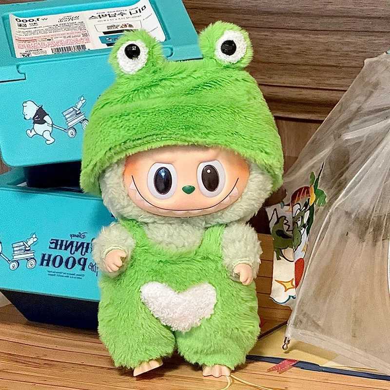 Doll Clothes 1517CM LABUBU Macaron Frog Set Jumpsuit Kawaii Fisherman Hat 2PCSPack Plush Cotton Doll Dress Up Game Decoration C250924