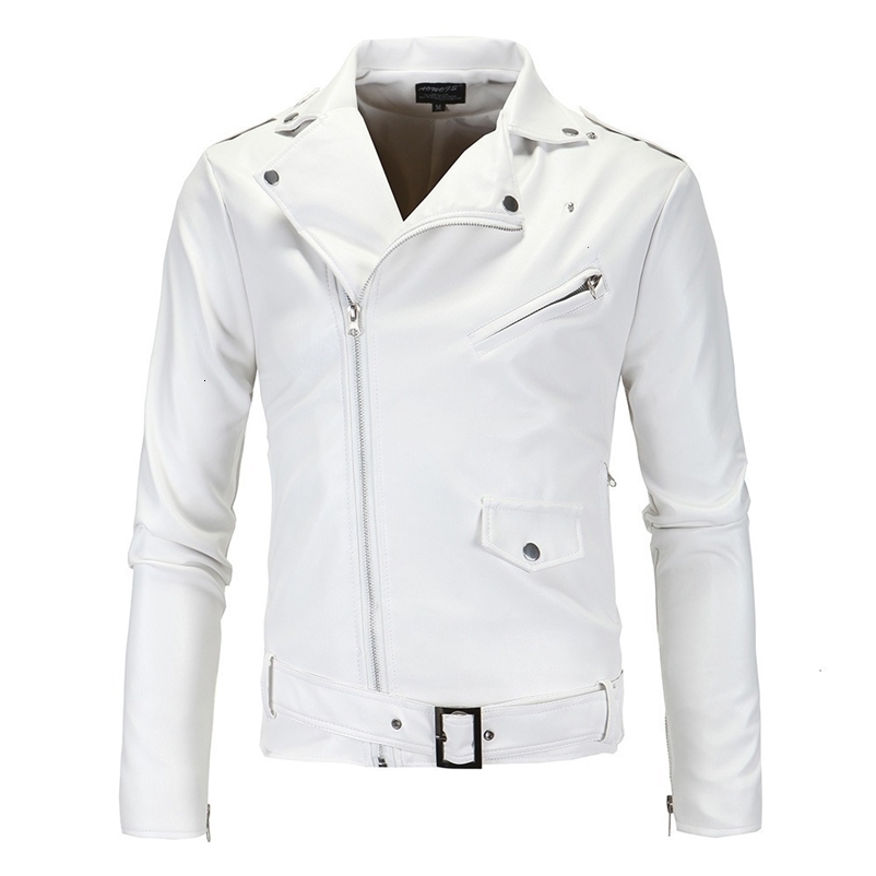 Men's Leather Faux Mens Jackets White Black Casual Lapel Slim Fit Diagonal Zipper Motorcycle PU Jacket Coat Clothing 221122