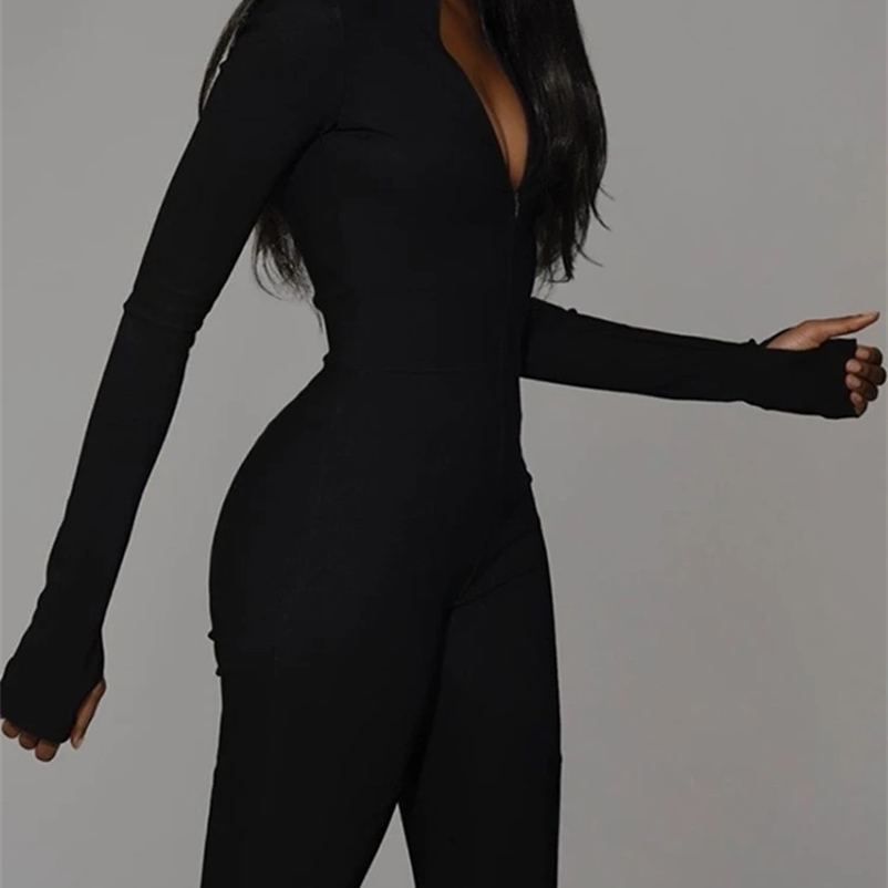 Sisterlinda White Rompers Womens Jumpsuits Elegant Long Sleeve Overalls Night Party Zipper Playsuits Slim Outifts Streetwear 240129