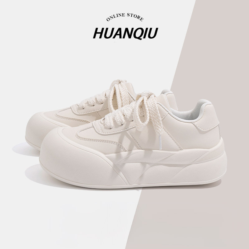 HUAN QIU Free shipping Designer Casual Shoes Women thick soled versatile board shoes casual white shoes