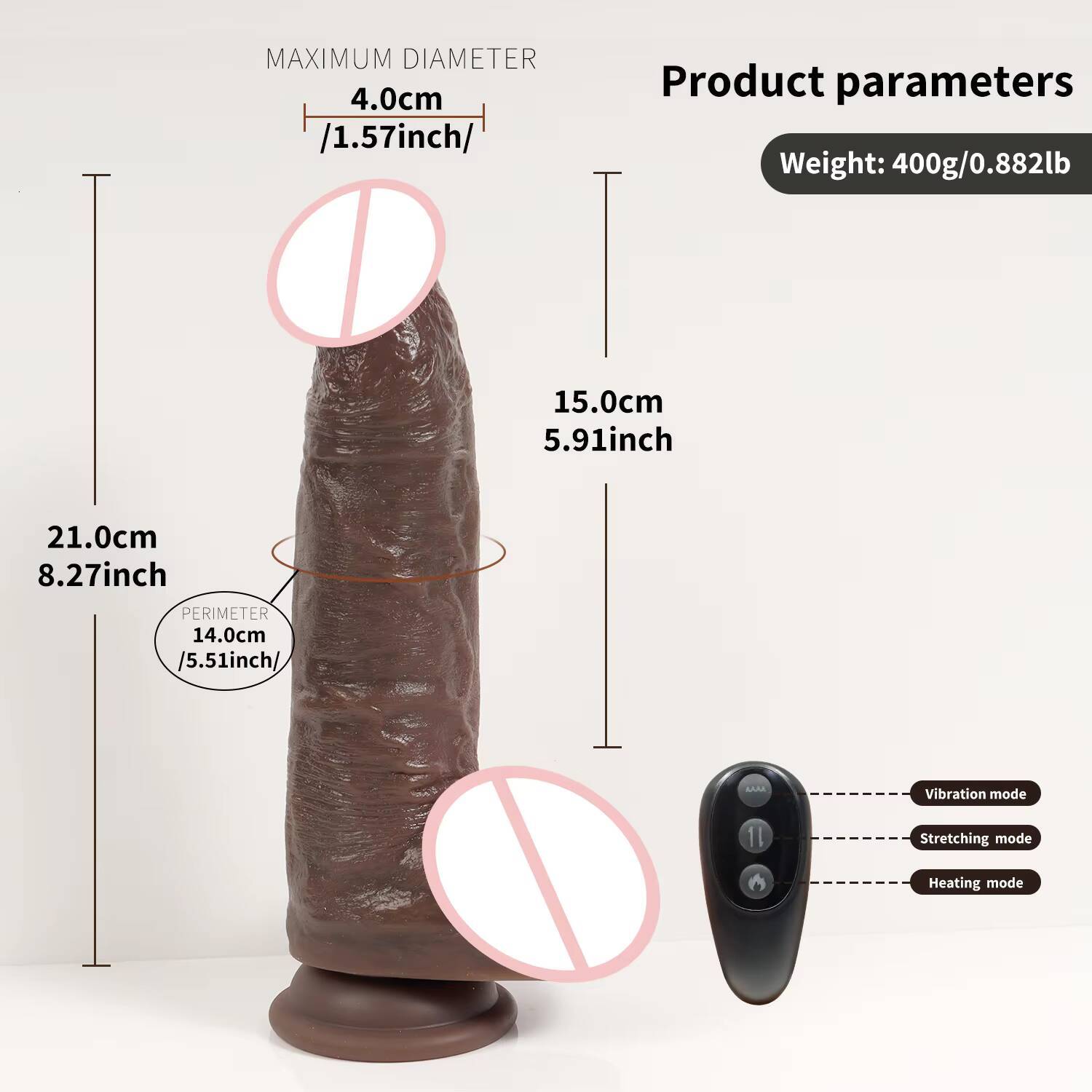 83Inch Brown Simulated Vibrating Penis With Telescopic Heating Function Female Masturbation Dildo Vibrators for Women Pene