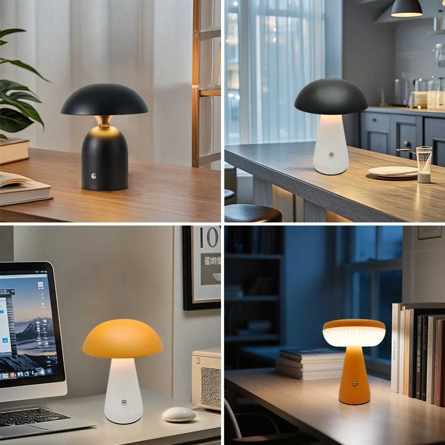 4 Style Retro Mushroom LED Table Lamp 3colors Touch Dimmer Rechargeable Bedside Light Bar Restaurant Bedroom Decoration Lighting C251115