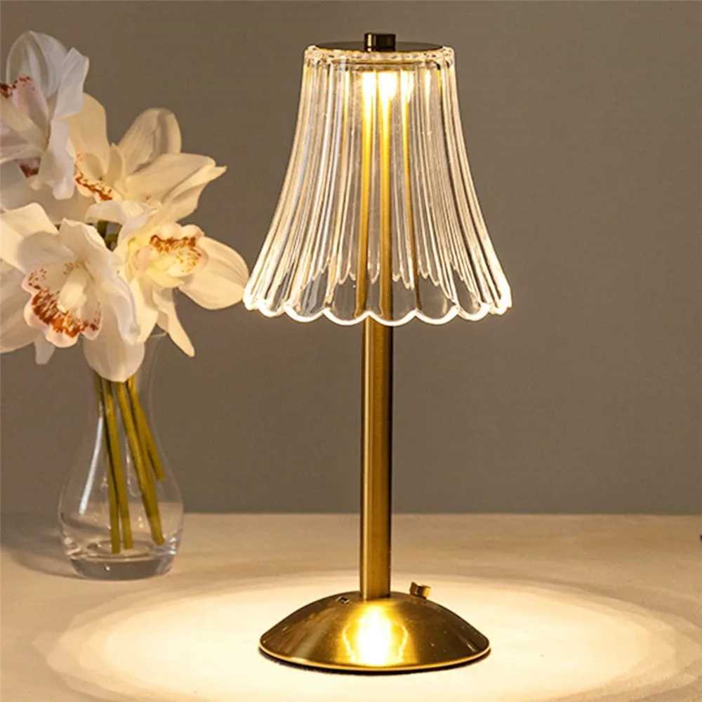 Crystal Table Lamp Trichromatic Dimming Living Room Atmosphere Lamps Eye Protection Night Light Bedroom Cordless Bedside Lamps C251115