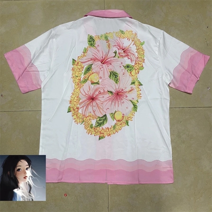 Flower Print Hawaii Beach Short Shirt Thin Beach Loose Clothes Men Women Surf T-Shirt 240518