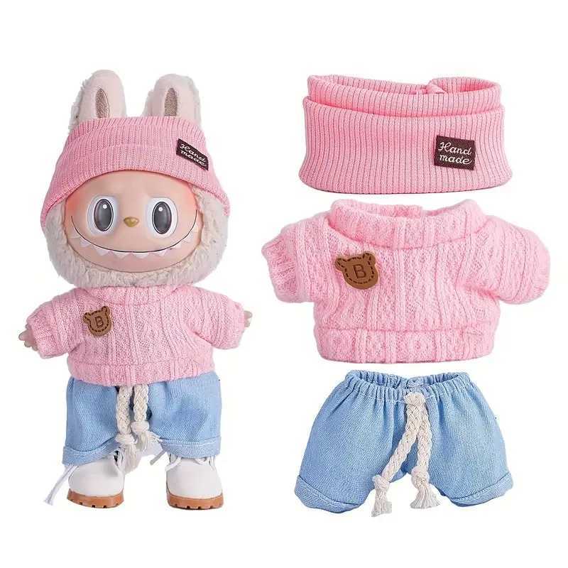 For Labubu Doll Clothing Cute Sweater Set 17cm Clothing Shoes Doll DIY Accessories Training Sitting Party Games Toys Gifts C250924