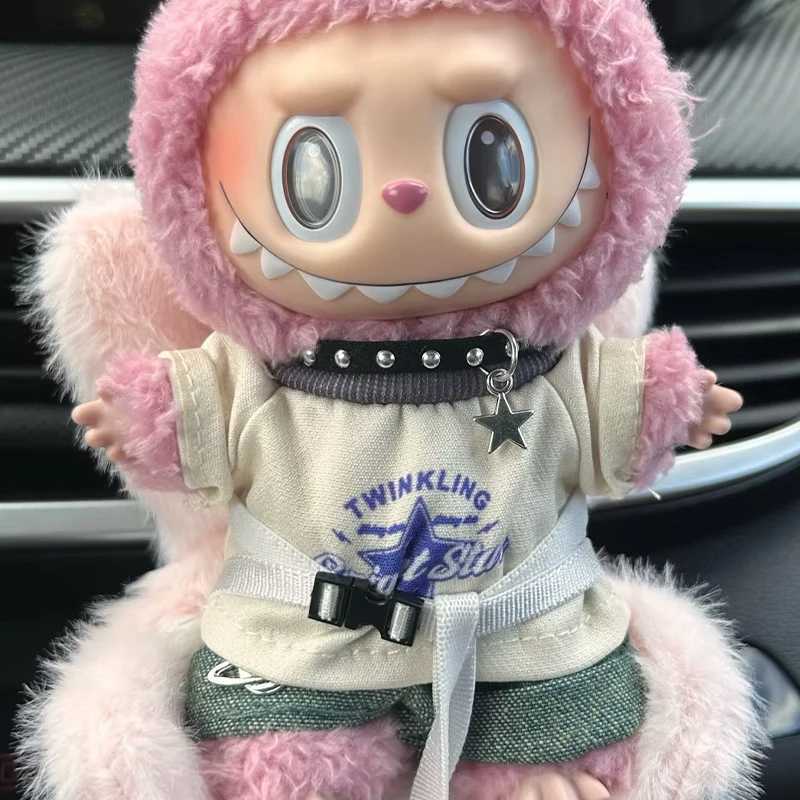 For Labubu Clothes For V1V2V3 Plush Idol 1517cm Doll Hip Hop TShirt Pants Necklace 3PCSPack Decoration Accessories Fans Gift C250924