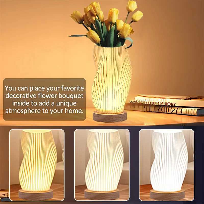 Creative CreamStyle Bedside Lamp ButtonControlled Bedroom Table Lamp Dimmable Bedside Lamp with PLA Lampshade C251115