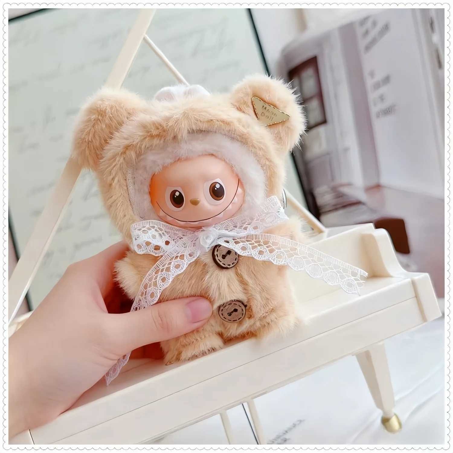 10cm Mini Labubu 40 Doll Clothes 4thGen Cute Furry Bearthemed Onesie Accessories for Mini Labubu C250924