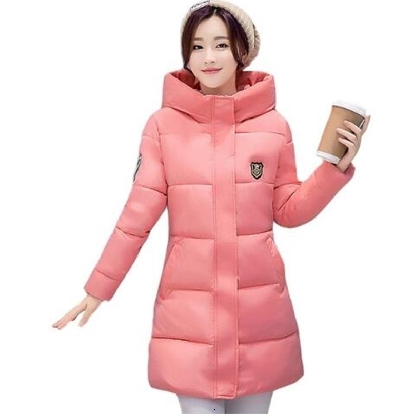 High Quality Causal Ladies Coat Women Winter Long Hooded Coat Warm Thicken Womens Winter Jacket Solid Padded Female Down Parka 200928