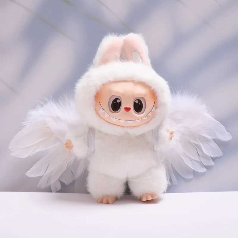 17cm Labubu Angel Devil Feather Wings Clothing Pendant Mini Plush Clothing Fashion Cute Animal Clothing Accessories Gift C250924