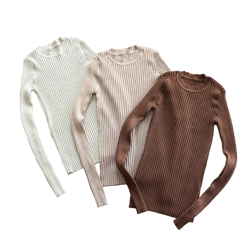 Women's Sweaters Women Sweater Pullover Basic Crew Neck Ribbed Tops Solid Knitted Jumper With Thumb Hole 230803
