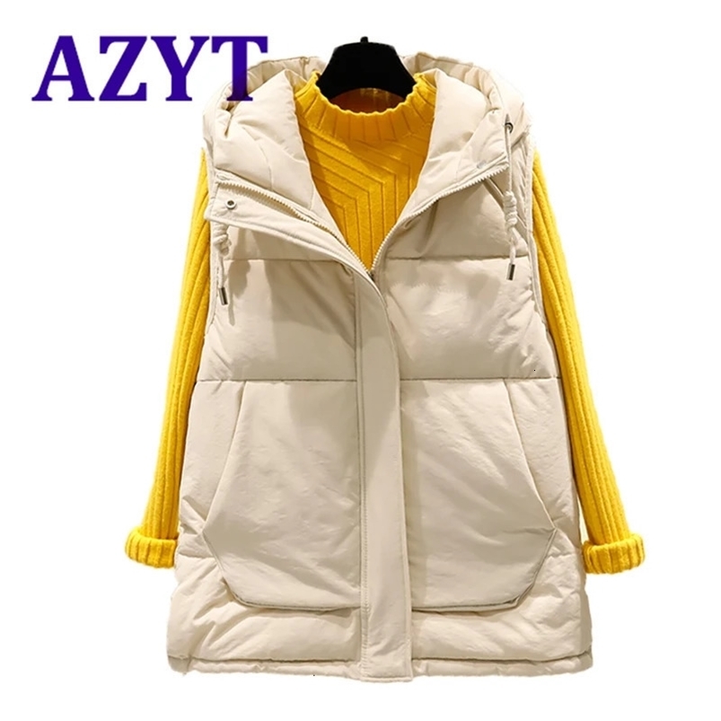 Winter warm vest womens fashionable hooded cotton vest casual winter sleeveless jacket womens coat 241126